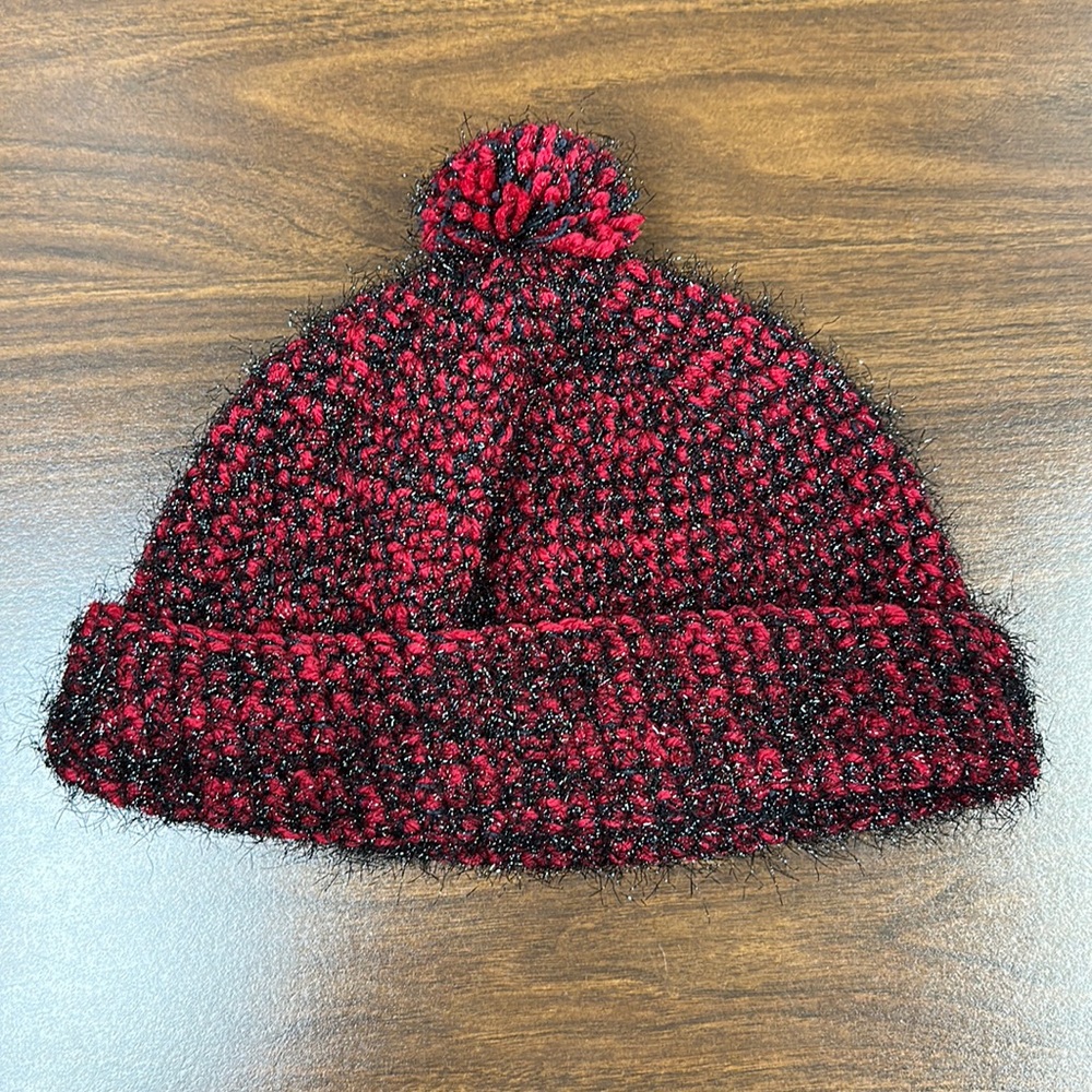 Garnet & Black Pom Pom Stocking Cap
